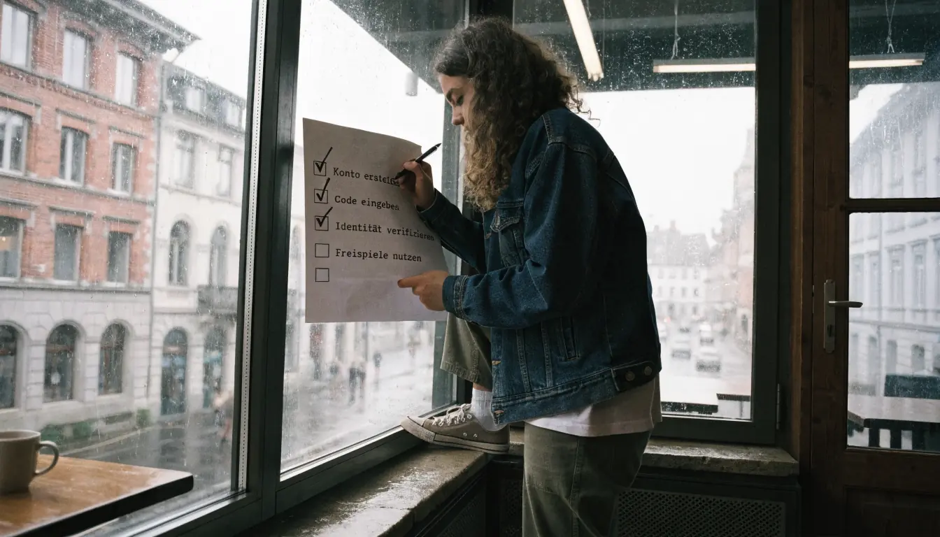 Person markiert Schritte auf Checkliste für Bonus