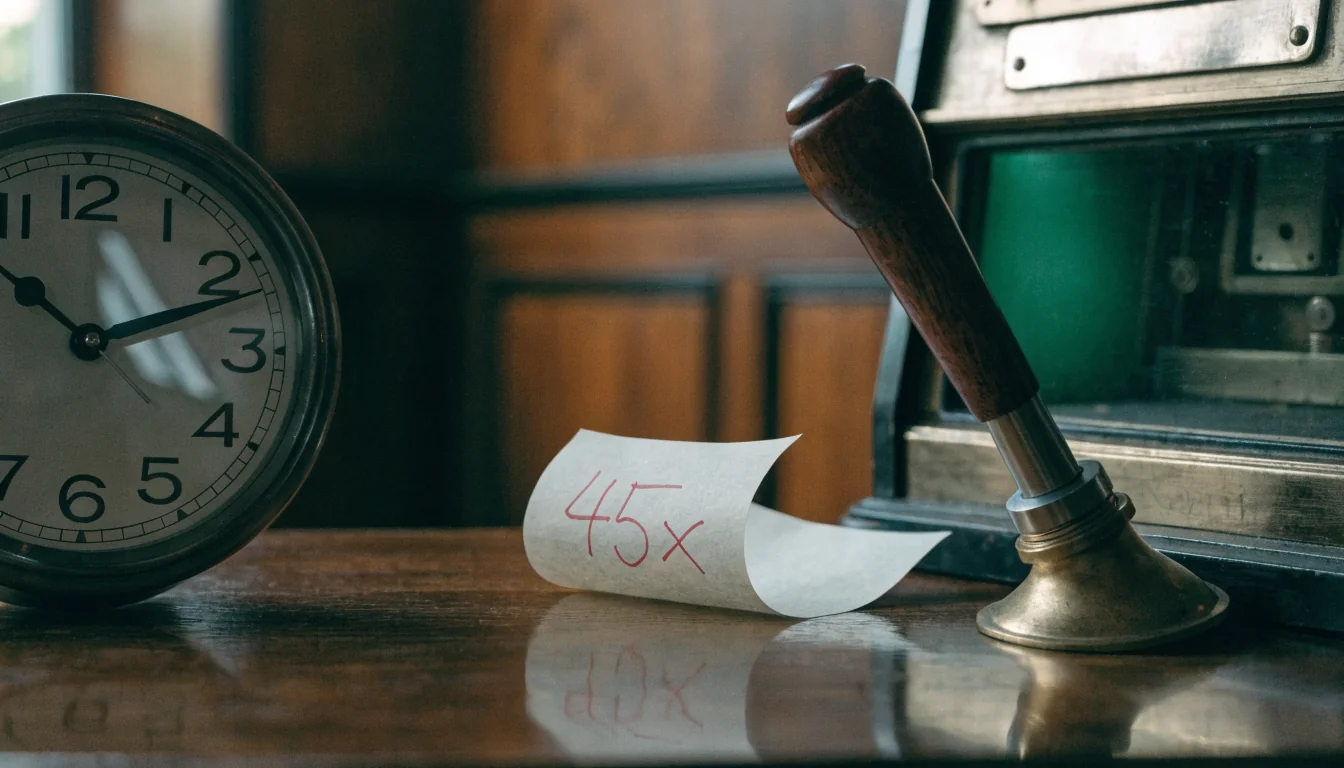 Slot‑Hebel, Uhr und Wettanforderungs‑Papier nebeneinander