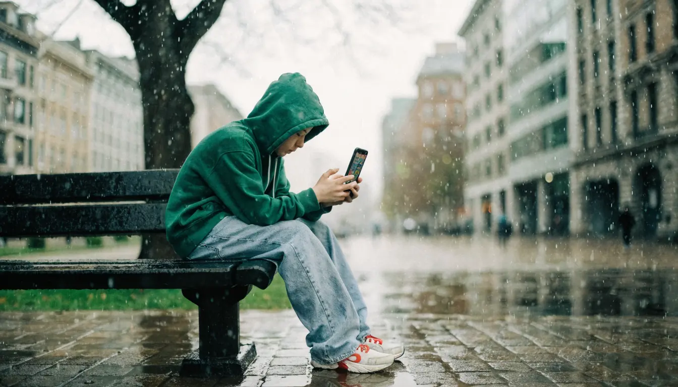 Person nutzt Smartphone für mobiles Slot‑Spiel