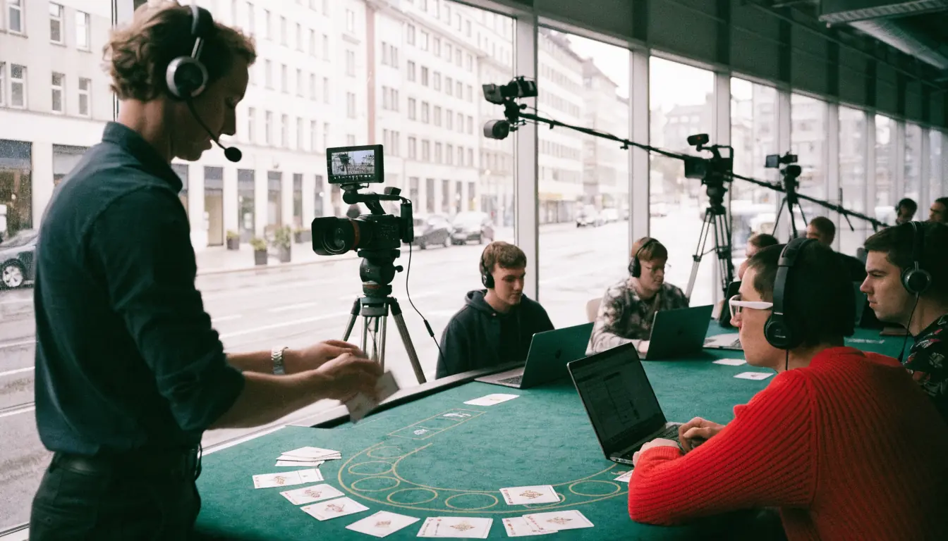 Live‑Blackjack‑Tisch mit Schweizer Flagge im Hintergrund
