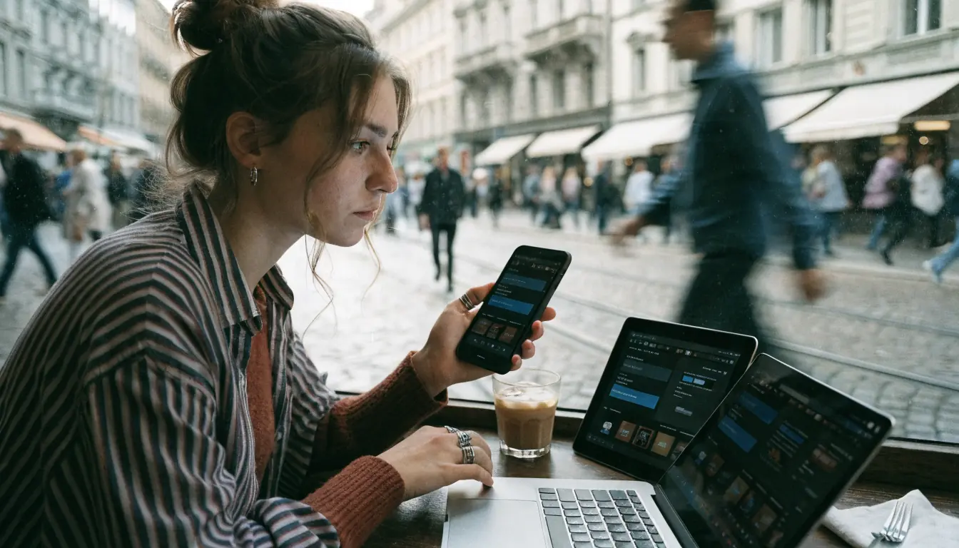 Spieler testet Casino auf Smartphone und Laptop
