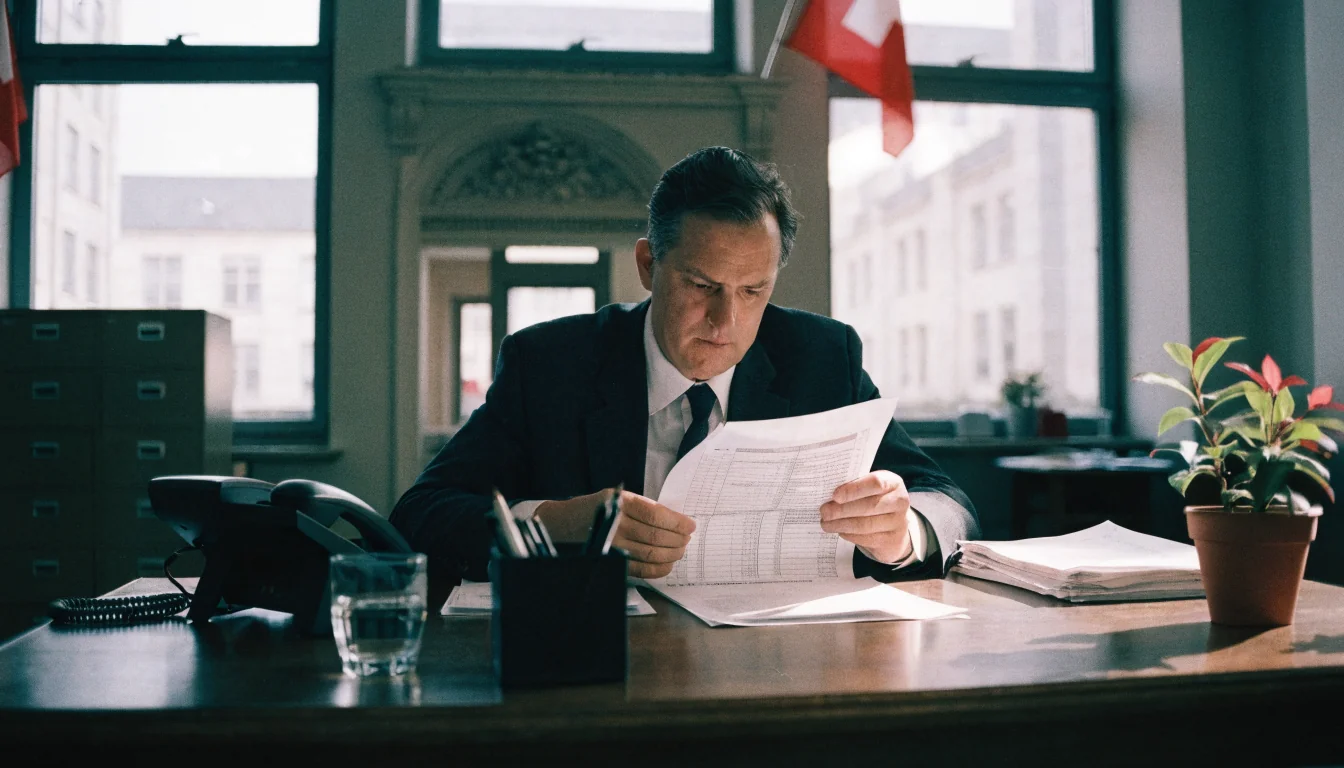 Mitarbeiter prüft Lizenzunterlagen im Büro