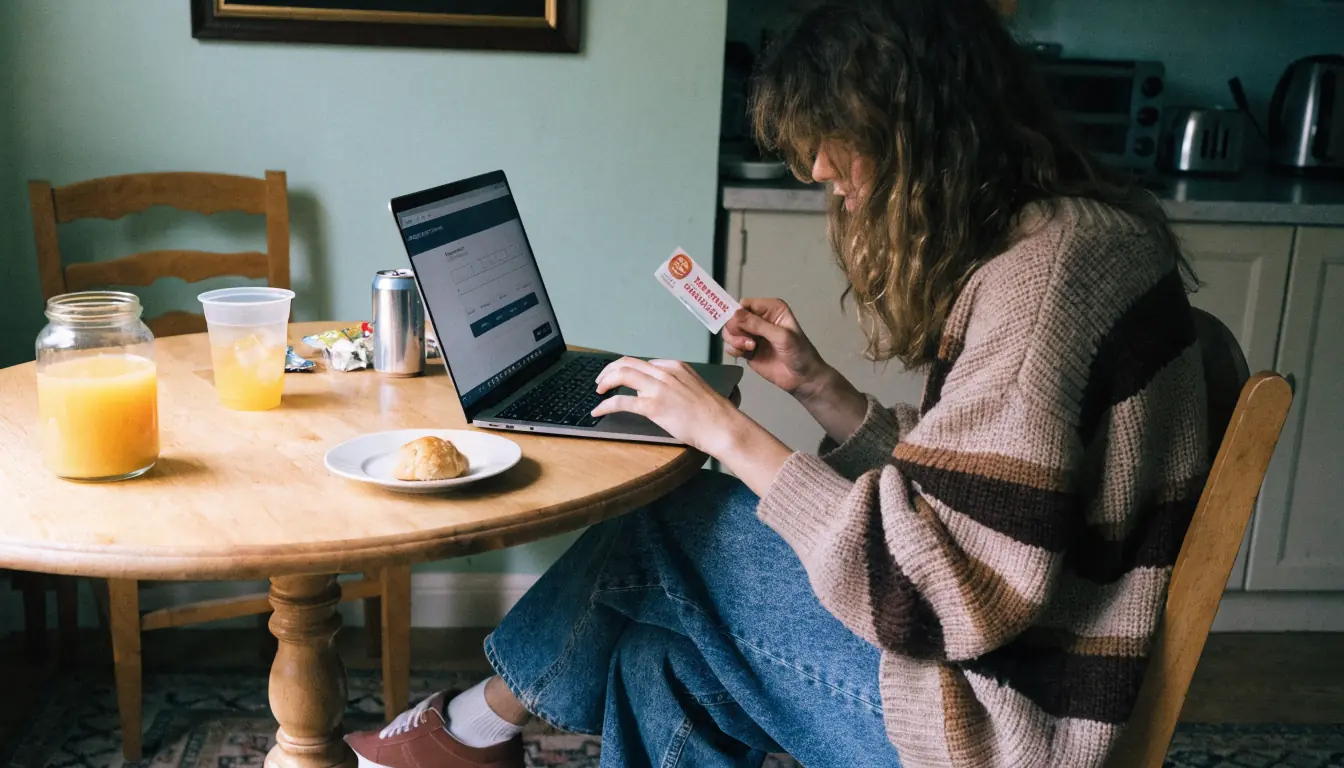 Nutzer gibt Paysafecard‑Code auf Laptop ein