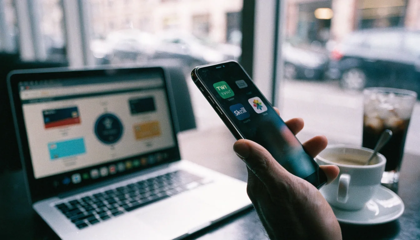 Handy zeigt verschiedene E‑Wallet‑Apps auf dem Bildschirm