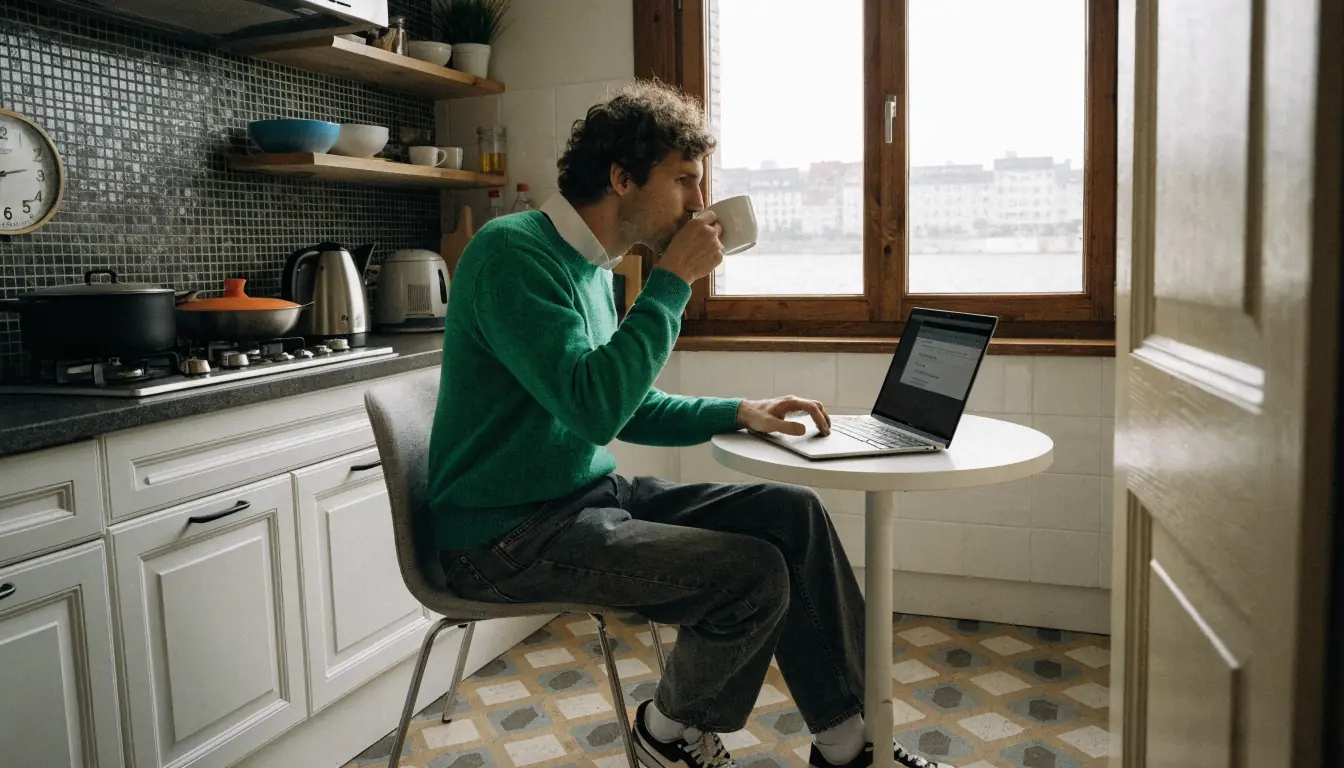 Person tätigt erste Einzahlung am Laptop