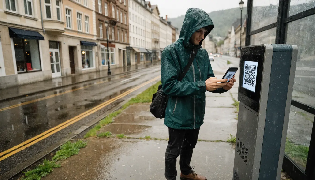 Person nutzt Smartphone für Krypto‑Zahlung