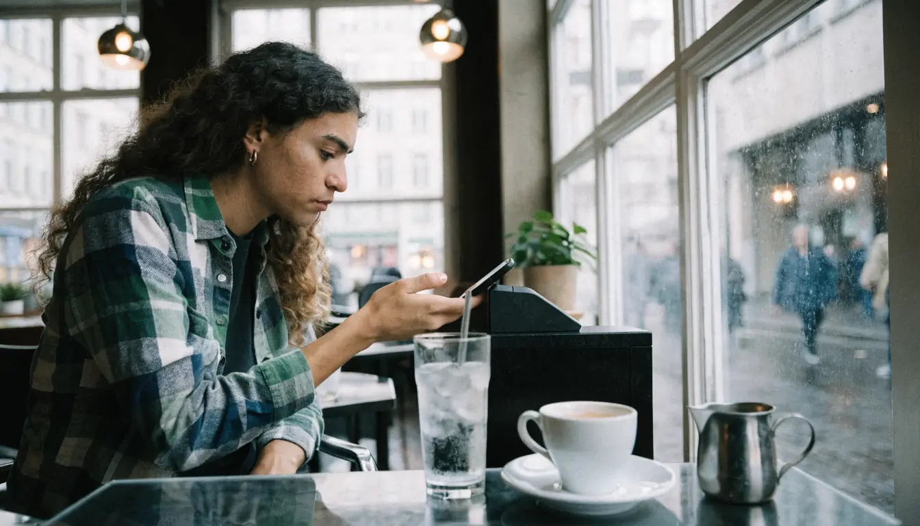 Kunde bezahlt kontaktlos mit Smartphone