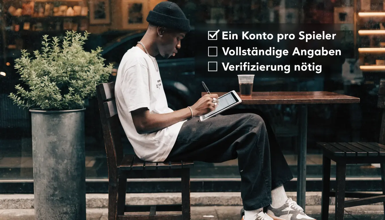 Person füllt Registrierungsformular, Checkliste im Hintergrund