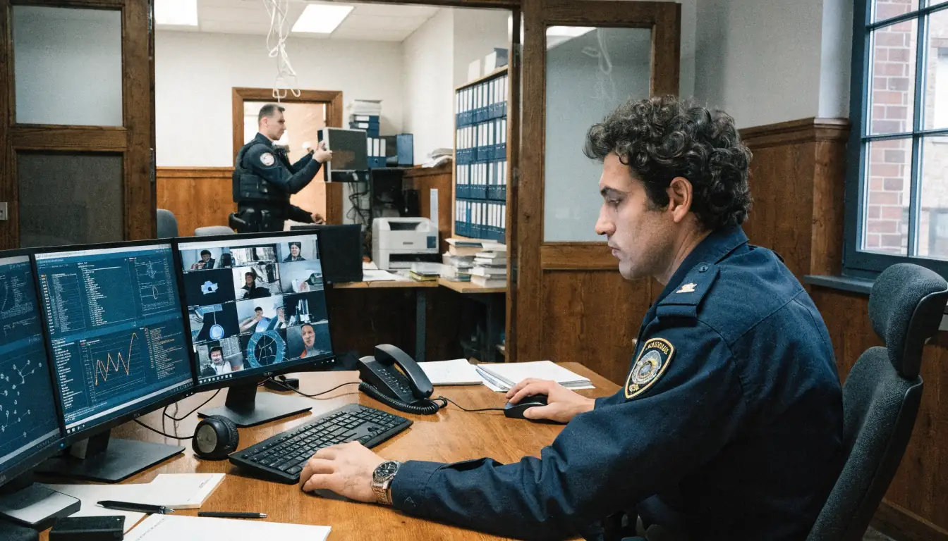 Polizeibeamte führen Hausdurchsuchung, IT‑Spezialist blockiert IPs