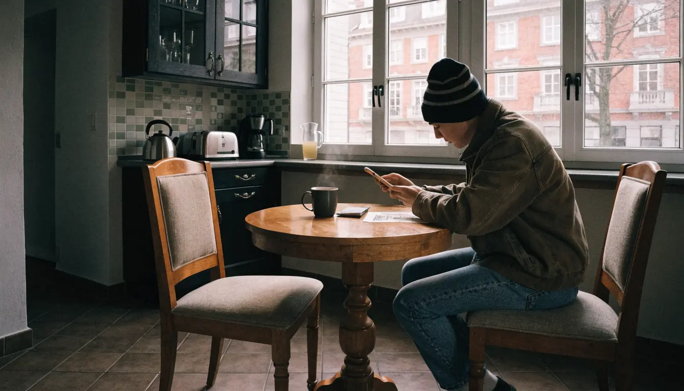 Person scannt Ausweis mit Smartphone
